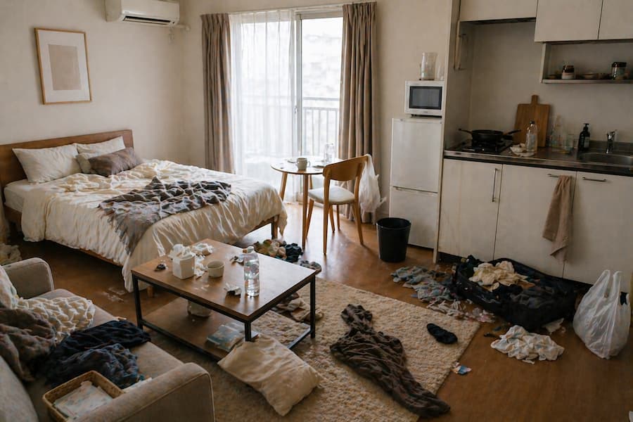 退去前の残置物がある部屋