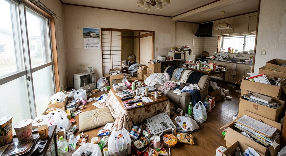 不用品回収前のリビング