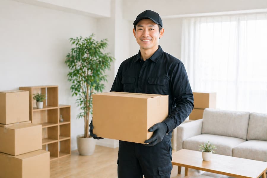 不用品を搬出するスタッフ
